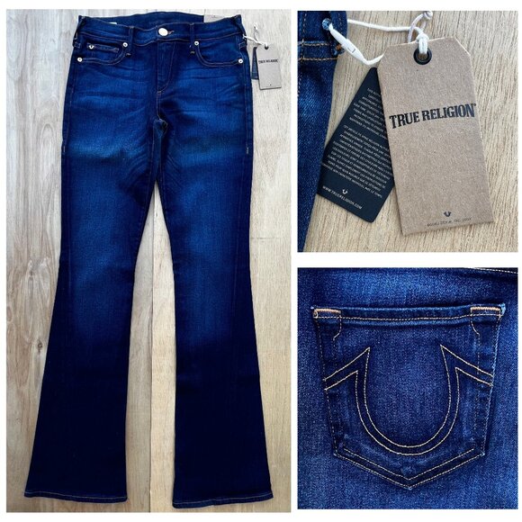 TRUE RELIGION BECCA TWISTED SEAM BOOTCUT Women’s Mid Rise Jeans sz 28 NWT - Picture 1 of 16